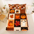 thumbnail image 5 of Manfei Fall Maples Leaf Pumpkin Bed Sheets,Kawaii Halloween Ghost Full Size Sheets,4pcs,1 Flat Sheet,1 Fitted Sheet and 2 Pillowcases, 5 of 6