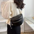 thumbnail image 5 of Bolsos cruzados para mujer Bolso grande de cuero suave con forma de sillín (negro), 5 of 5