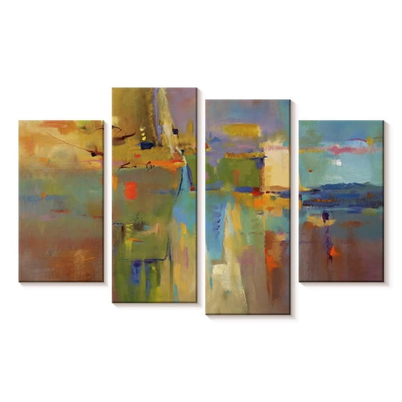 Elephant Stock Atypical Reflections Wall Art - Horizontal Multi Panel Canvas - Living Room Wall Decor - Abstract Multi Panel - Brown And Orange Decor By Victoria Jackson - 24" x 14"