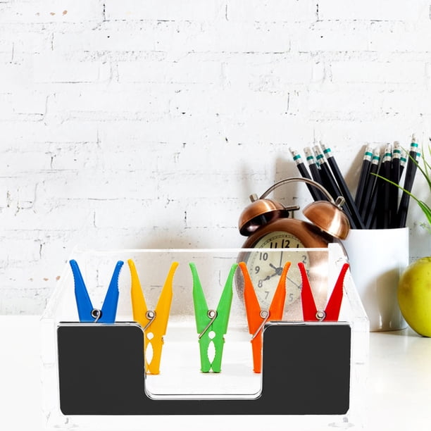 unbranded Organizador De Escritorio Acrílico Negro Para Notas Y Tarjetas Con Y Soporte De Clips