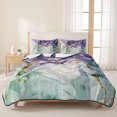 thumbnail image 3 of Quilts Queen Size Bedding Set, Purple Teal Lightweight Quilted Comforter, Modern Art Elegant Soft Reversible Bedspread Coverlet with Pillow Covers for All Season, 90" x 96", 3 of 9