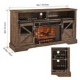 thumbnail image 2 of Fireplace TV Stand for TVs up to 70 Inches, Farmhouse Entertainment Center with Electric Fireplace, Media Console Table with Open Storage Shelves and Cabinets for Living Room, 60 Inch Brown, 2 of 6