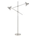 thumbnail image 1 of Benjara BM224902 Lampadaire Tubulaire en Métal avec 2 Bras Réglables&44; Argent, 1 of 5