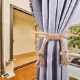 thumbnail image 3 of Trayknick Handmade Boho Rustic Farmhouse Curtain Tiebacks - 2Pcs Cotton Rope Tiebacks with Wooden Stick for Curtain Drape Holdback Home Decor, 3 of 8