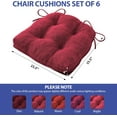 thumbnail image 3 of Chair Cushions for Dining Chairs Set of 6, Kitchen Chair Cushions, Chair Pads with Ties and Non Slip Backing, Tufted Memory Foam Seat Cushion 6 Pack, 15.5" x 15.5" x 4", Red, 3 of 14