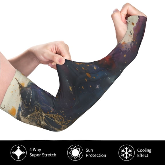 Gukieu Colorful Ink Cute Horse for Adult Ice Silk Sun Protection Arm Sleeves, Moisture Wicking, UV Protection Outdoor Sports Arm Sleeves, Unisex