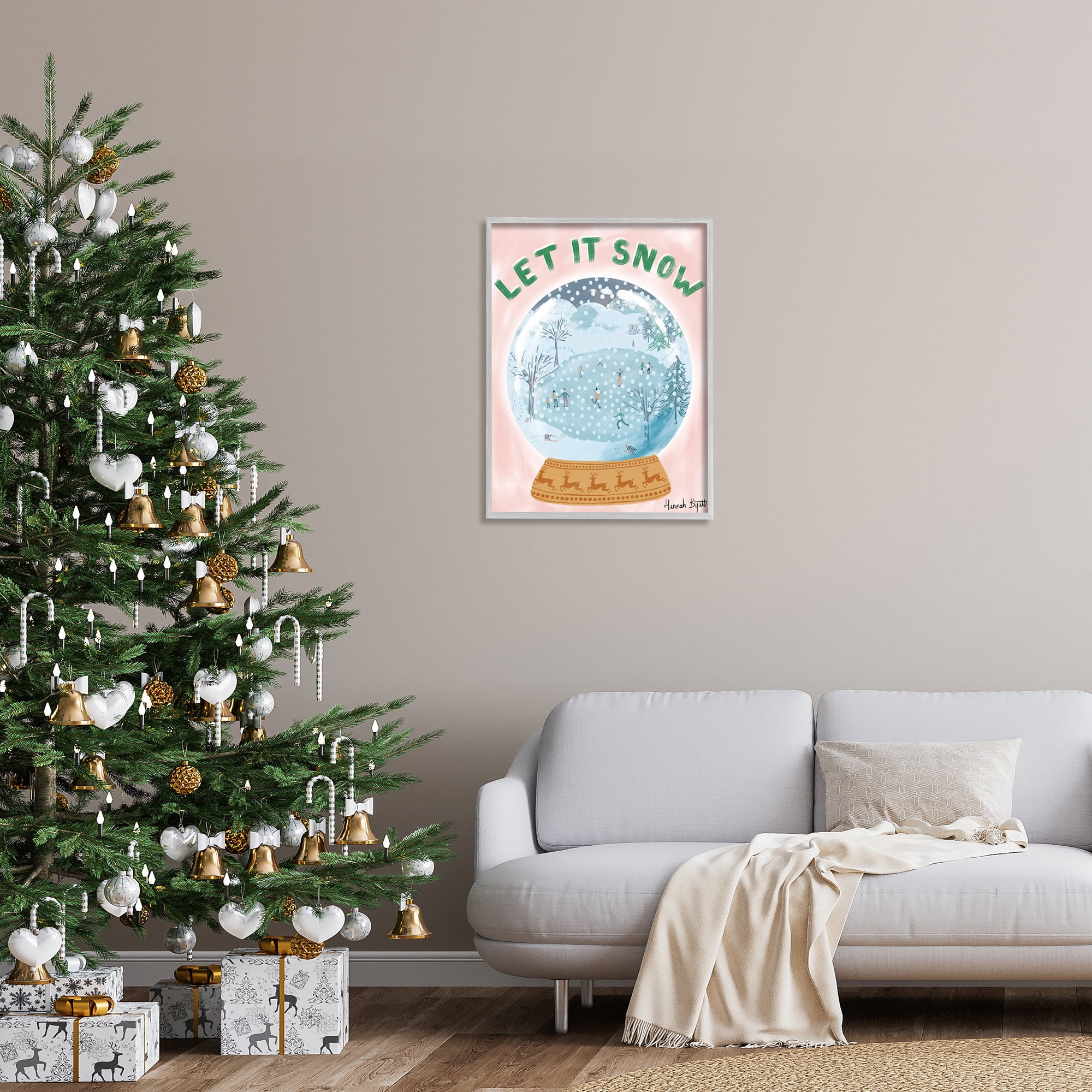Stupell Industries Let It Snow Globe Holiday Painting Gray Framed Art Print Wall Art, 24 x 30