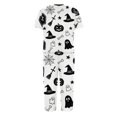 thumbnail image 5 of Women's Halloween Pajama Set Short Sleeve V Neck Top and Cropped Pants Lightweight Breathable Lounge Outfit with Pumpkin Print Casual Sportswear for Daily Wear White L, 5 of 6