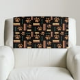 thumbnail image 5 of SCRAWLGOD Book Paw Print Brown Black 3 Piece Recliner Headrest Cover PU Leather Sofa Headrest Protector Non Slip Couch Head Rest Covers for Recline Chair,Living Room,17x27in, 5 of 7