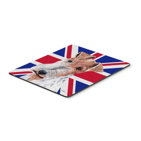 "Wire Fox Terrier with English Union Jack British Flag Mouse Pad Hot Pad or Trivet"