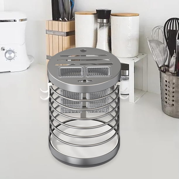Soporte giratorio redondo para utensilios de cocina, organizador de cubiertos de cocina, estante de almacenamiento para tenedores y cucharas que Gris
