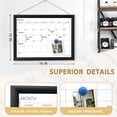 thumbnail image 4 of Dry Erase White Board & Monthly Calendar Board, Magnetic Whiteboard for Wall, 16"x12" Hanging Board for Office, Home, Solid Wood Black Framed Message Board, 4 of 8