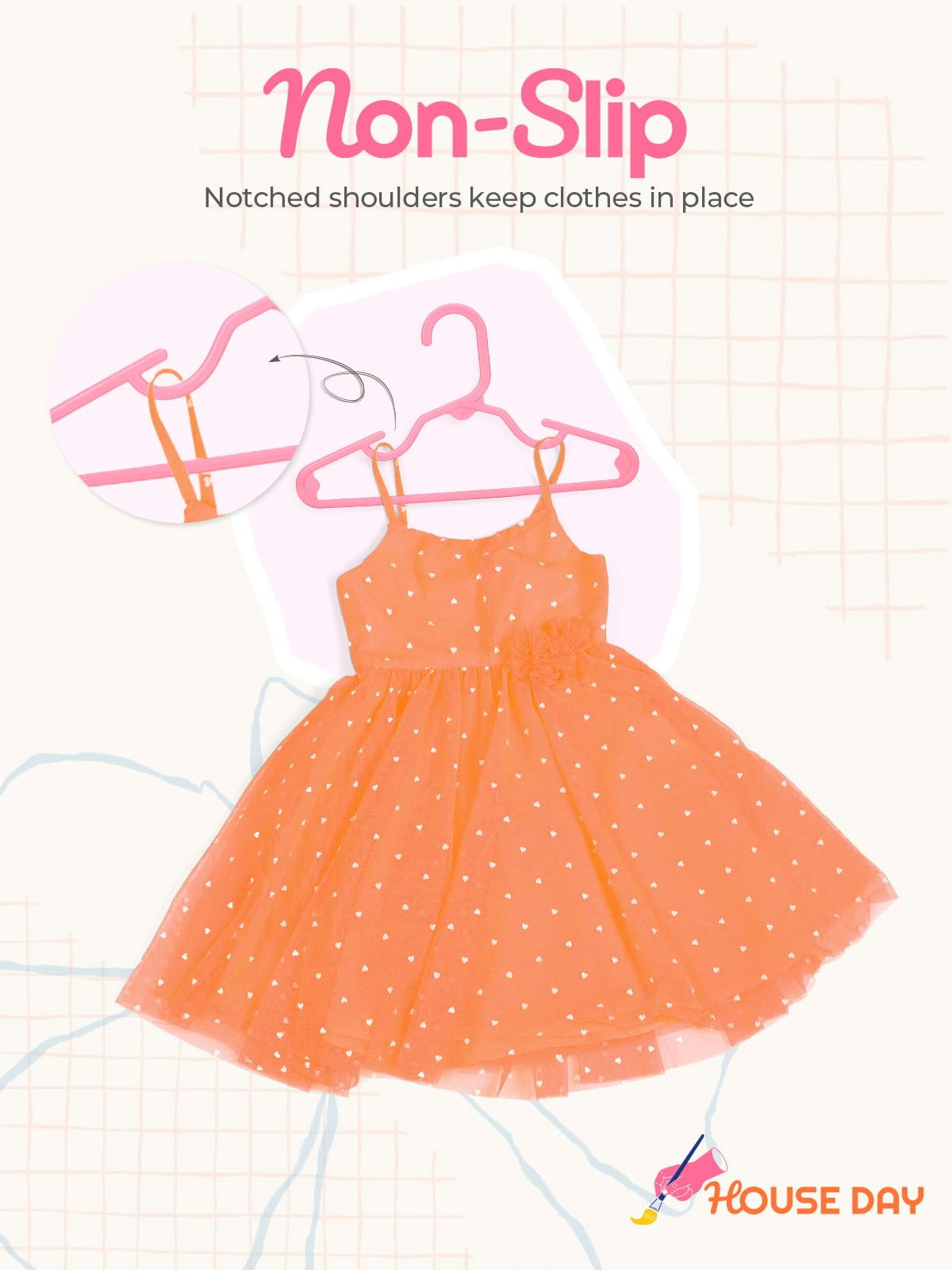 ACSTEP Baby Hangers 60 Pack, 11 Inch Kids Plastic Hangers, Non-Slip Baby Hangers for Closet, Baby Clothes Hangers for Pants Shirts Outfit Onesie, Pink