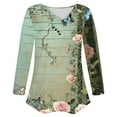 thumbnail image 6 of Uootdi Women's Tops Floral Print Long Sleeve Shirts for Women Gift V Neck Blouses with Decor Button Casual Loose Fit Trendy, 6 of 7