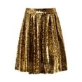 thumbnail image 5 of YMNXA Womens Skirt High Waist Solid Color Pleated Sequins Stylish Comfortable Knee Length Skirt For Party Gold Xxl, 5 of 6