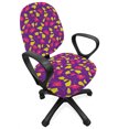 thumbnail image 1 of Floral Office Chair Slipcover, Spring-Themed Layout of Flowers and Leaves in Tones, Protective Stretch Decorative Fabric Cover, Standard Size, Purple Hot Pink, by Ambesonne, 1 of 5