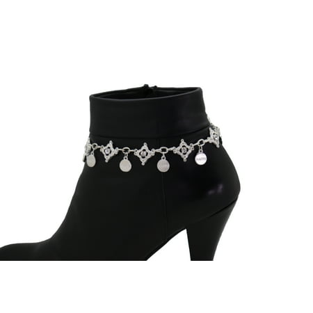 Women Silver Metal Boot Chain Bracelet Shoe HAPPY Charm Western Jewelry