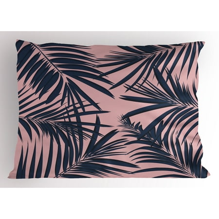 - Navy and Blush Pillow Sham Summer Exotic Floral Tropical Palm Tree Leaf Banana Plant Hawaii, Decorative Standard Size Printed Pillowcase, 26 X 20 Inches, Night Blue Pale Pink, by Ambesonne