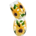 thumbnail image 4 of Market Street Gallery - Hand-Painted Sunflower Stemless Wine Glass Set - Rustic Country Farmhouse Decor - Kitchen Gift, Set of 2, 4 of 8