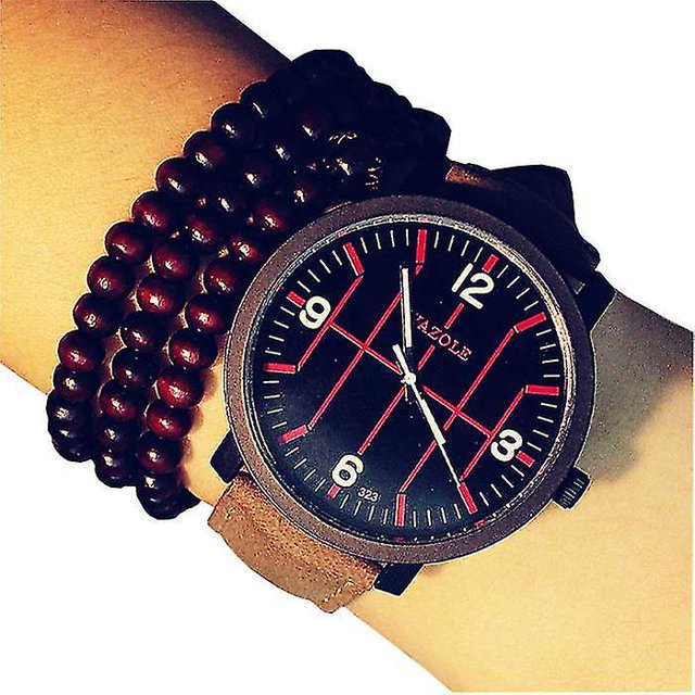 Yazole 323 reloj de cuarzo de moda para hombre reloj deportivo con correa de cuero luminoso casual Afortunado Sencillez