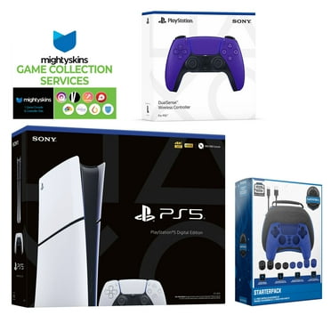 Sony PlayStation 5 Slim Digital with Extra Galactic Purple Controller, Pro Gamer Starter Kit and MightySkins Game Pack Code