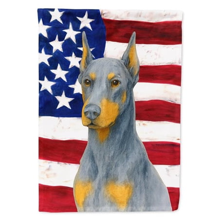 Carolines Treasures WDK6078GF 15.5 x 11.25 in. Blue Doberman Pinscher American Flag Garden Flag