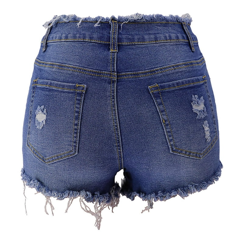 Gaecuw Stretchy Jean Shorts for Women Trendy Scrunch Jean Shorts Button Up  Zipper Denim Shorts Ripped Jeans Loose Baggy Lounge Trousers Denim Summer
