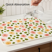 Printed Dish dry mat for Kitchen Counter 2 Pack Absorbent Reversible Drying Mats Microfiber Kitchen Countertop Protector Dishes Drying Pad Extra Large 18x24 Dish Mat