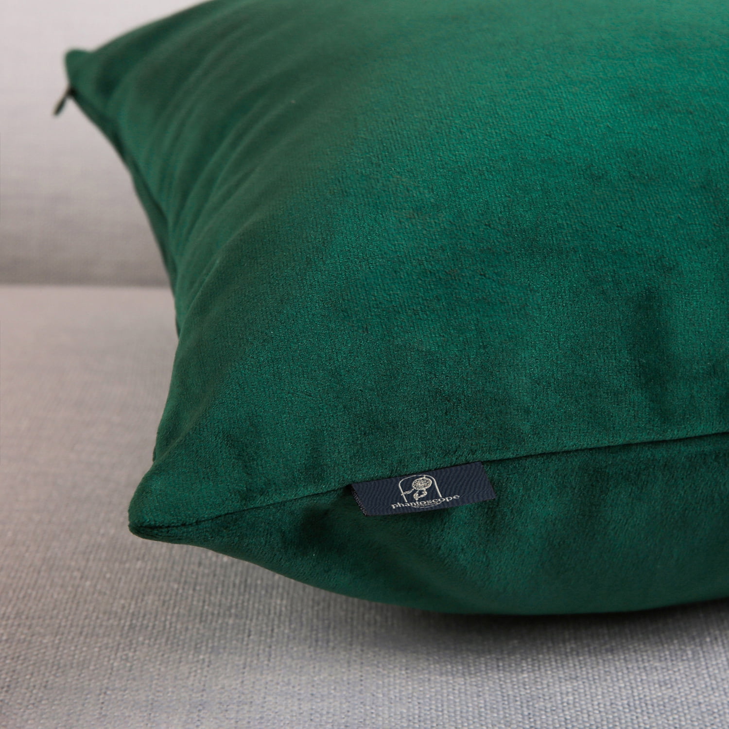 Phantoscope Soft Silky Velvet Series Decorative Throw Pillow, 18" x 18", Dark Green, 1 Pack