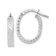 thumbnail image 1 of 14K White Gold 3mm Patterned Oval Hoop Earrings (17.75 X 14) Made In Peru tf869, 1 of 6