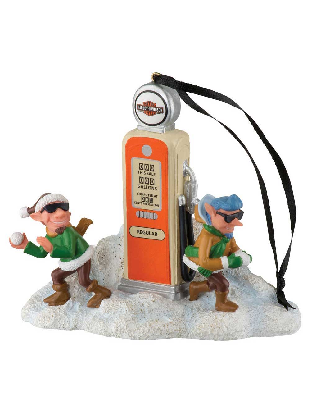 HarleyDavidson Custom Sculpted Elf Gas Pump Polyresin Ornament HDX