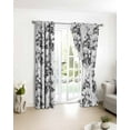 thumbnail image 4 of Fsddascl Black Gray Botanical Blackout Curtains for Bedroom/Living Room, Thermal Insulated Kitchen Curtains, Vintage Nature Flower Grommet Darkening Window Treatment Drapes 52"x90"x2, 4 of 8