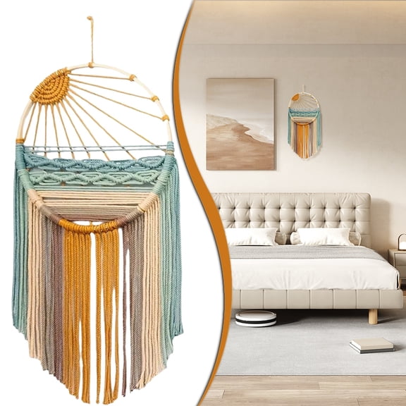Boho Sun Macrame Wall Hanging, 60cm Hand-Woven Cotton Tapestry for Bedroom, Living Room & Apartment Decor