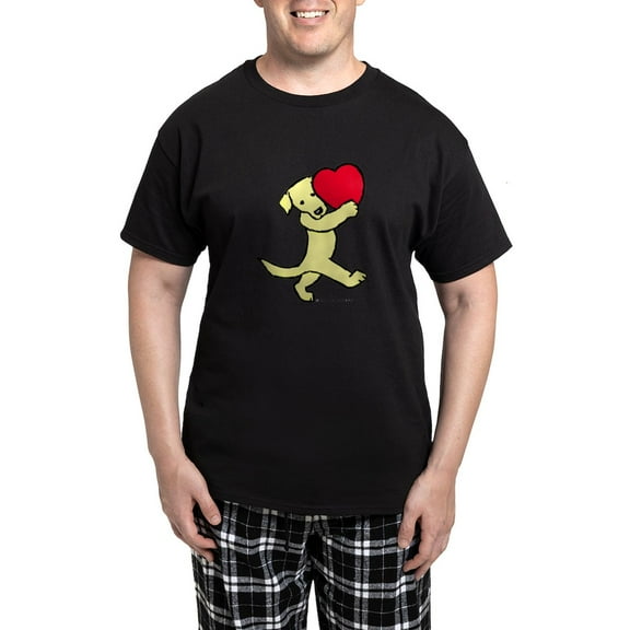 CafePress - Yellow Lab Valentine Men's Dark Pajamas - Men's Dark Loose Fit Cotton Pajama Set