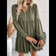 thumbnail image 5 of Vestidos Cortos de Larga para Mujer, Cuello en V, Informales, Holgados, con Vuelo, con , Estilo Bohemio para Vacaciones, para Otoño Verde L, 5 of 10