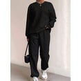 thumbnail image 2 of Women'S Sweatsuit 2 Piece Outfit, Plain Oversized Crewneck Sweatshirt and Sweatpants Set, Pullover Lounge Sets Black XL, 2 of 4