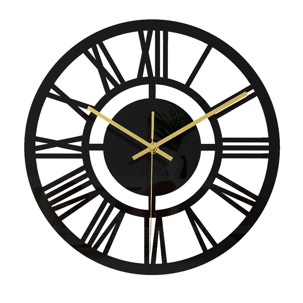 Wall Clock Silent Non Ticking Clock Acrylic Wall Round Black Clock Home Clock Decor