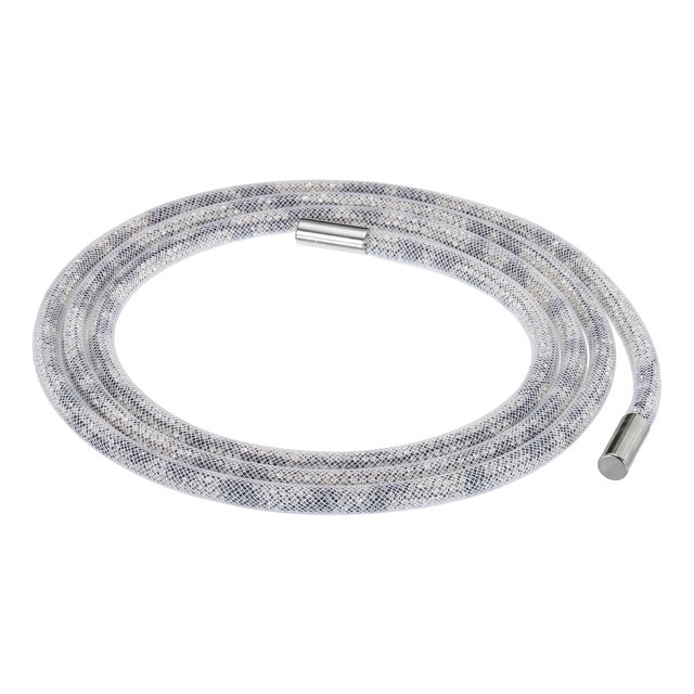 1.5 Yardas 6mm Tubo de Estrás para Cuerdas de Diamantes DIY para Pantalones, Sudaderas con Capucha, Suéteres, Cinturones de Malla Blanca con Diamantes Negros y Blancos
