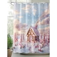 thumbnail image 2 of Pink Blue Christmas Long Shower Curtain Set, Waterproof Shower Curtains for Bathroom, Xmas Snowflake Tree Washable Fabric Cloth Bath Curtain for Bathtub Decoration with Hooks 72x84 Inches, 2 of 6