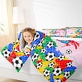 thumbnail image 5 of Erosebridal Letter C Pink Gradient Soccer Ball Print Bedding Comforter Set, Sports Monogram Full Bedding Set for Kids Boys and Girls, Reversible 7 Pieces, 5 of 6
