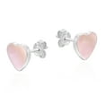 thumbnail image 5 of Romantic Hearts Pink Pearl Valentine Love .925 Sterling Silver Stud Earrings, 5 of 5