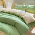 thumbnail image 4 of Gallickan King Bedding Sets of 4, Soft Bed Sheet Set, Lightweight Cotton - Modern Style Solid Color Quilt Set for All Season, 1 Sheet, 1 Quilt Cover, 2 Pillowcase, Green, 4 of 9