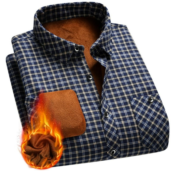 Mens Sherpa Fleece Lined Plaid Flannel Shirts Jackets Casual Thermal Button Jackets Winter Warm Work Coat Plush Outwear