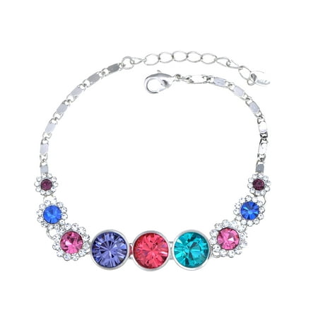 - Multicoloured Floral Daisy Garden Crystal Element Bracelet Bangle