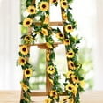 thumbnail image 5 of Ponpon 5 Pack 7.5ft Artificial Sunflower Garland with Green Leaves, Sunflower Hanging Vines  for Garden Party Craft Outdoor Decorations, Large, 5 of 7