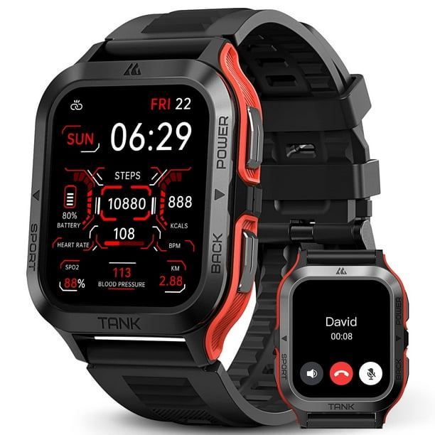 Reloj inteligente AMAZTIM M2 para hombre con batería de 60 días, 50 m, resistente al agua