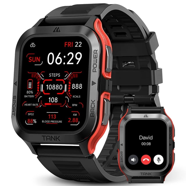 Reloj inteligente AMAZTIM M2 para hombre con batería de 60 días, 50 m, resistente al agua