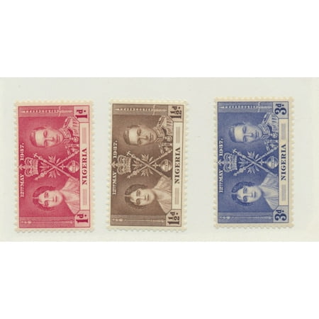 British Postage Stamps - Nigeria Scott #50 To 52, Three Stamp Coronation, British Commonwealth Common Design Issue >From 1937, Collectible Postage Stamps