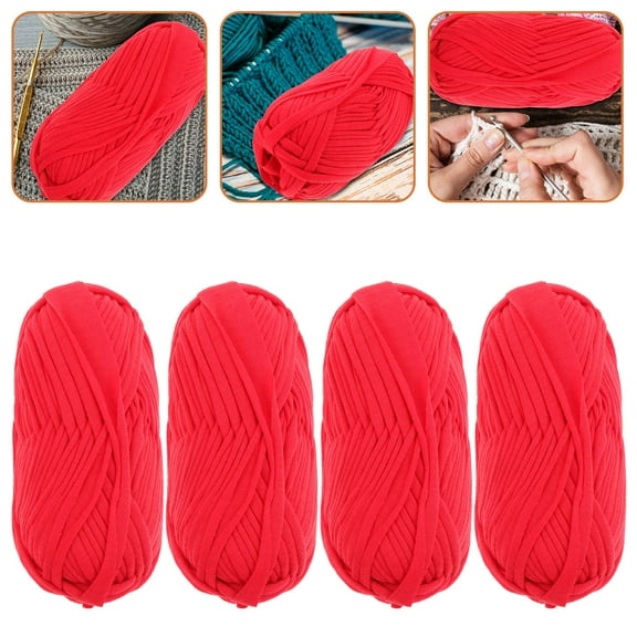 STRANDCHIC Beginner Yarn for Crocheting Red Polyester 4 Rolls 6.3X2.4in