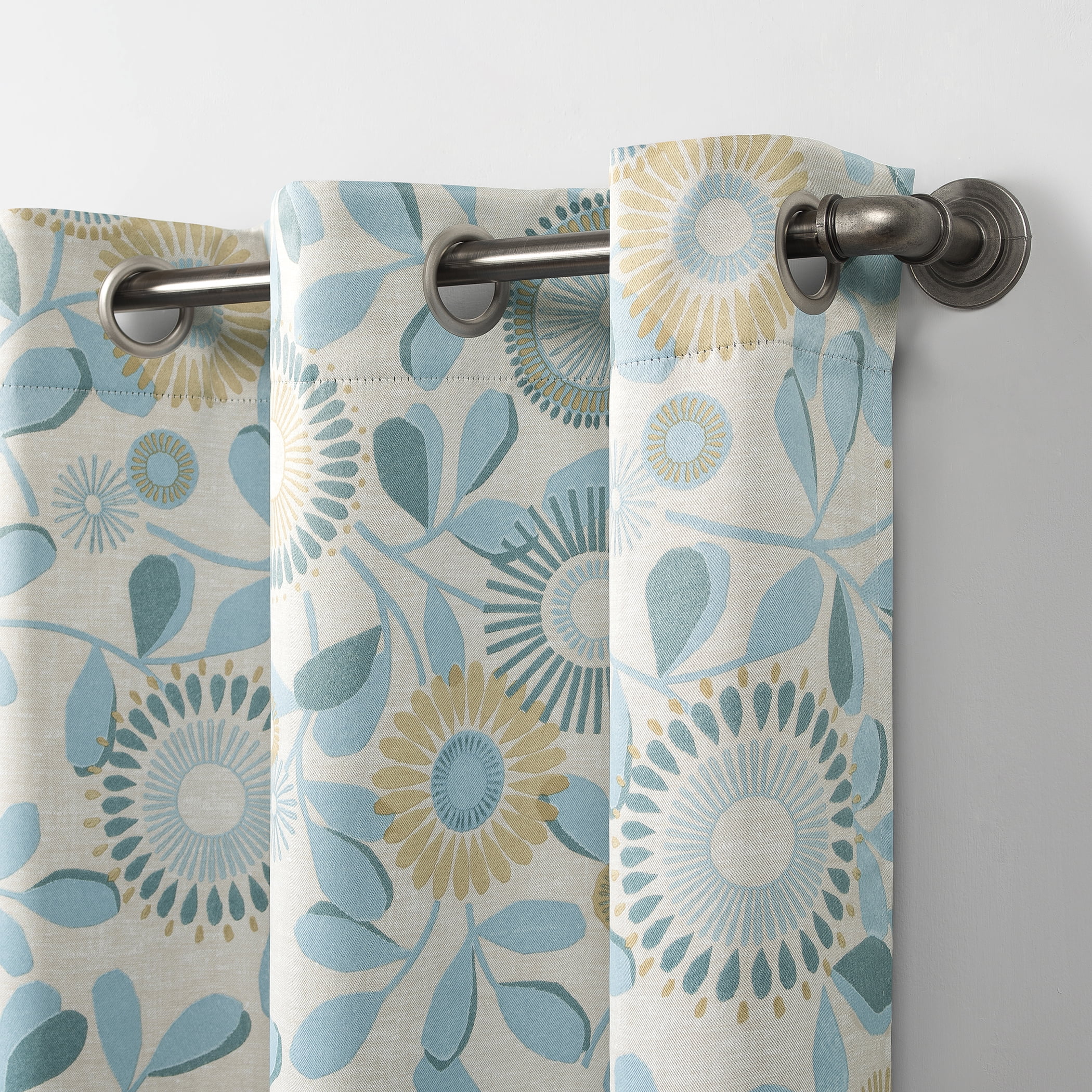 Mainstays Grommet Top Blackout Curtain Panel, 1 Panel, Aqua Print, 40" W x 84" L